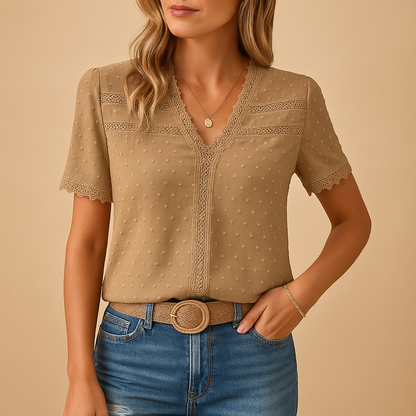 Selina | V Neck Lace Blouse