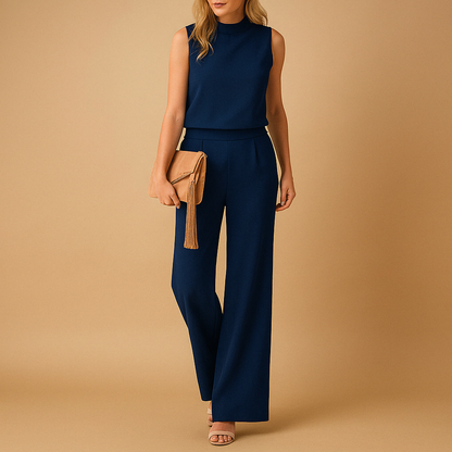 Mila | Round Neck Wide Leg Jumpsuit