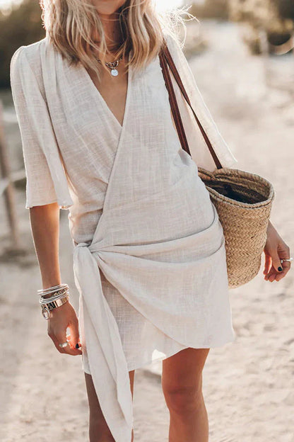Camila | Wrap Mini Dress with Tie Waist