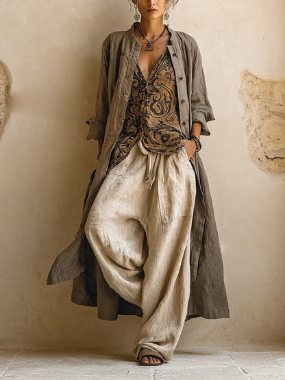 Nala Vine | Three-Piece Top, Trouser & Cardigan Set