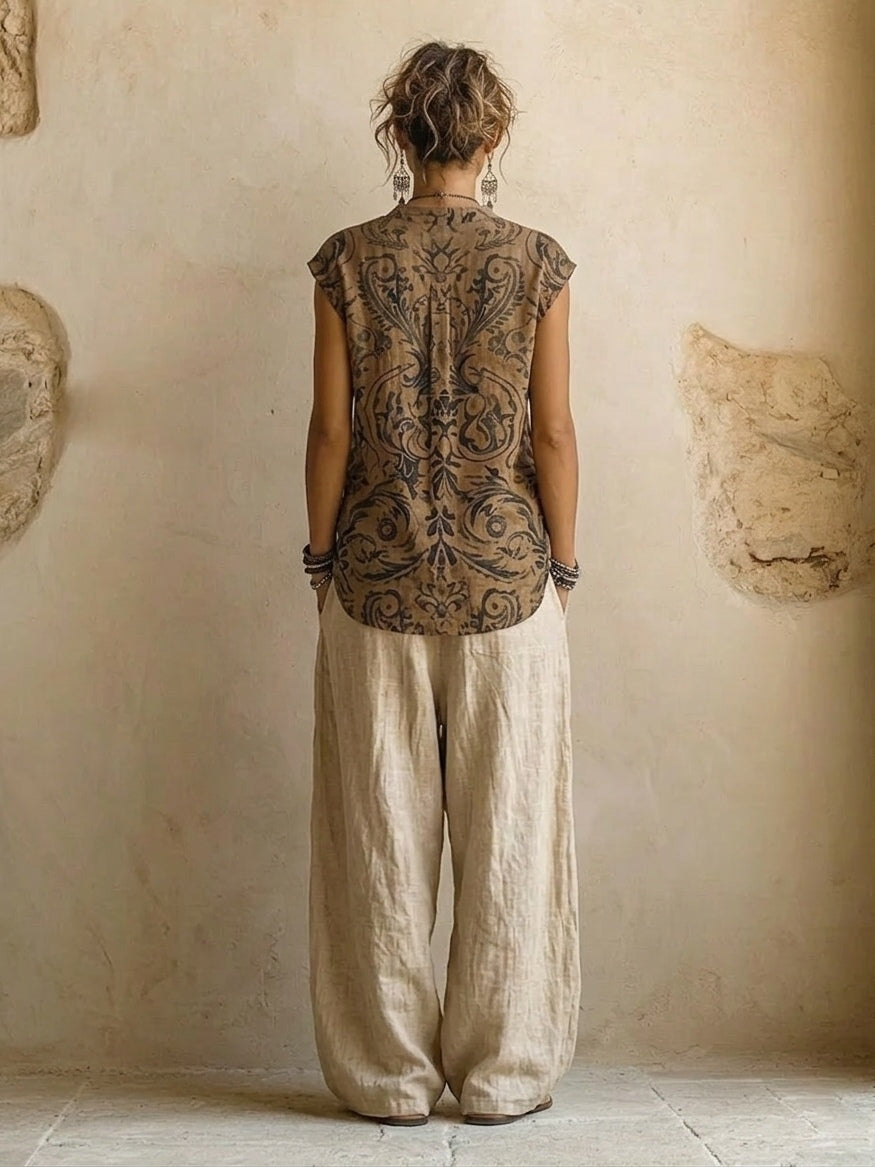 Nala Vine | Three-Piece Top, Trouser & Cardigan Set