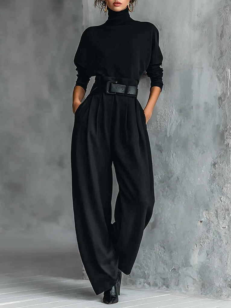 Sigrun | Turtleneck Top & Straight-Leg Trouser Set