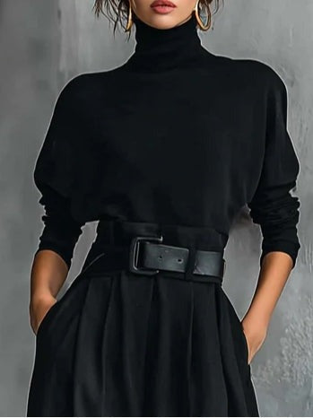 Sigrun | Turtleneck Top & Straight-Leg Trouser Set