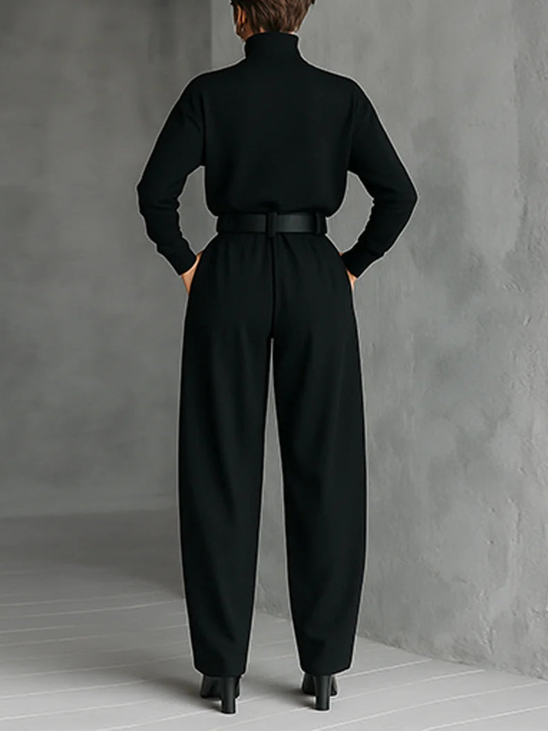 Sigrun | Turtleneck Top & Straight-Leg Trouser Set