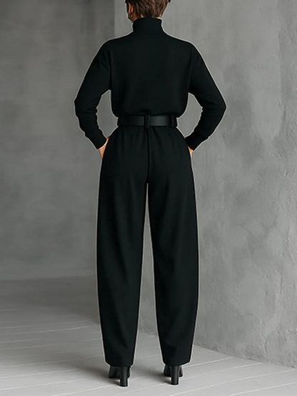 Sigrun | Turtleneck Top & Straight-Leg Trouser Set
