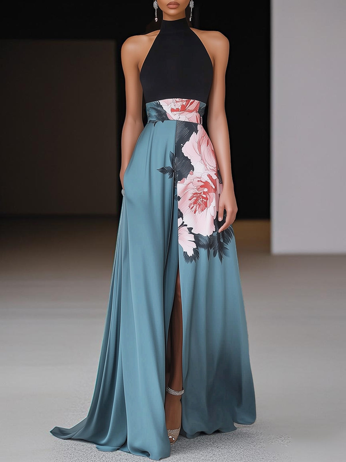 Noeline | Floral A-Line Wedding Guest Maxi Dress