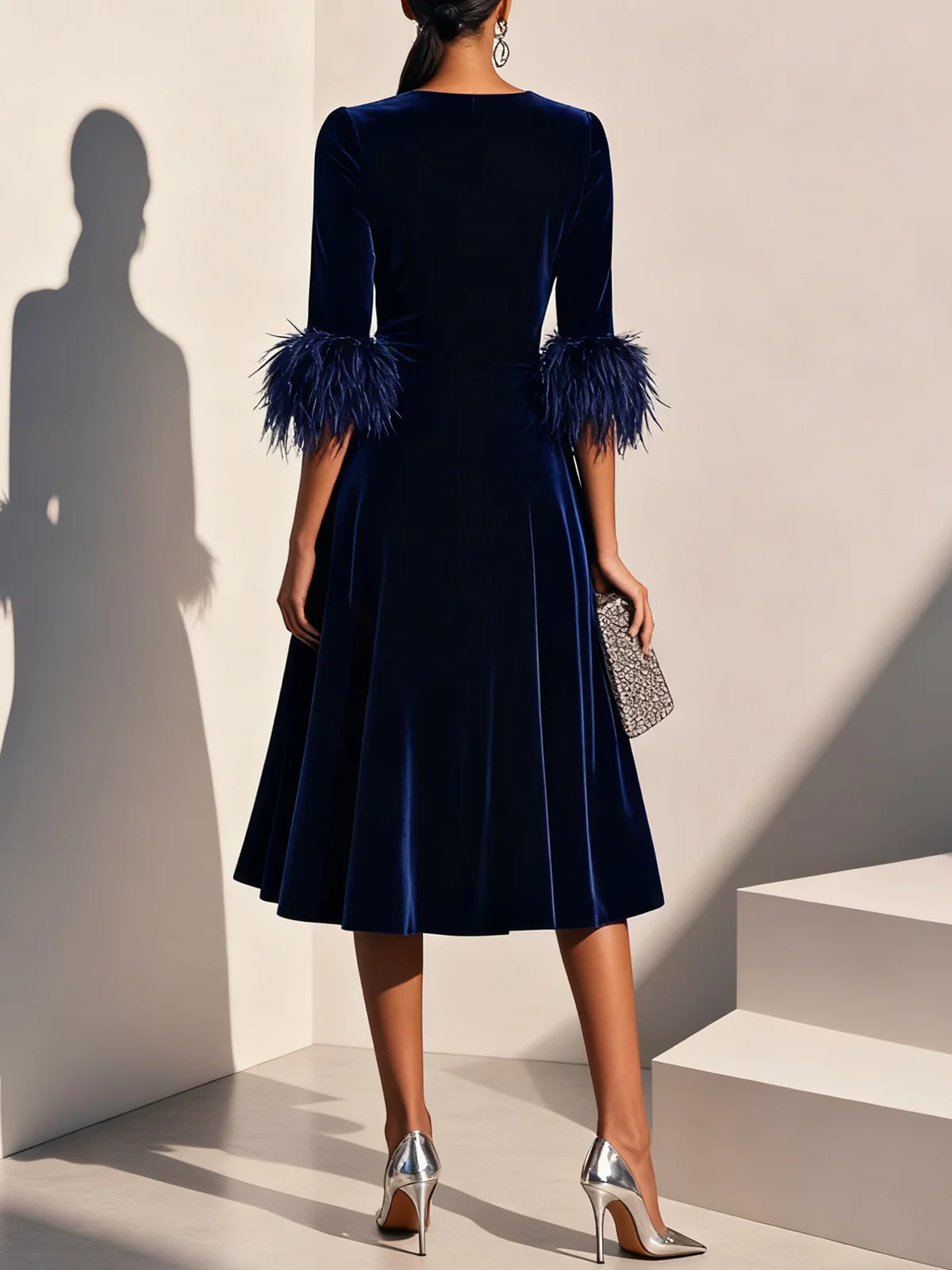 Plumelle | Feather Trim A-Line Cocktail Dress