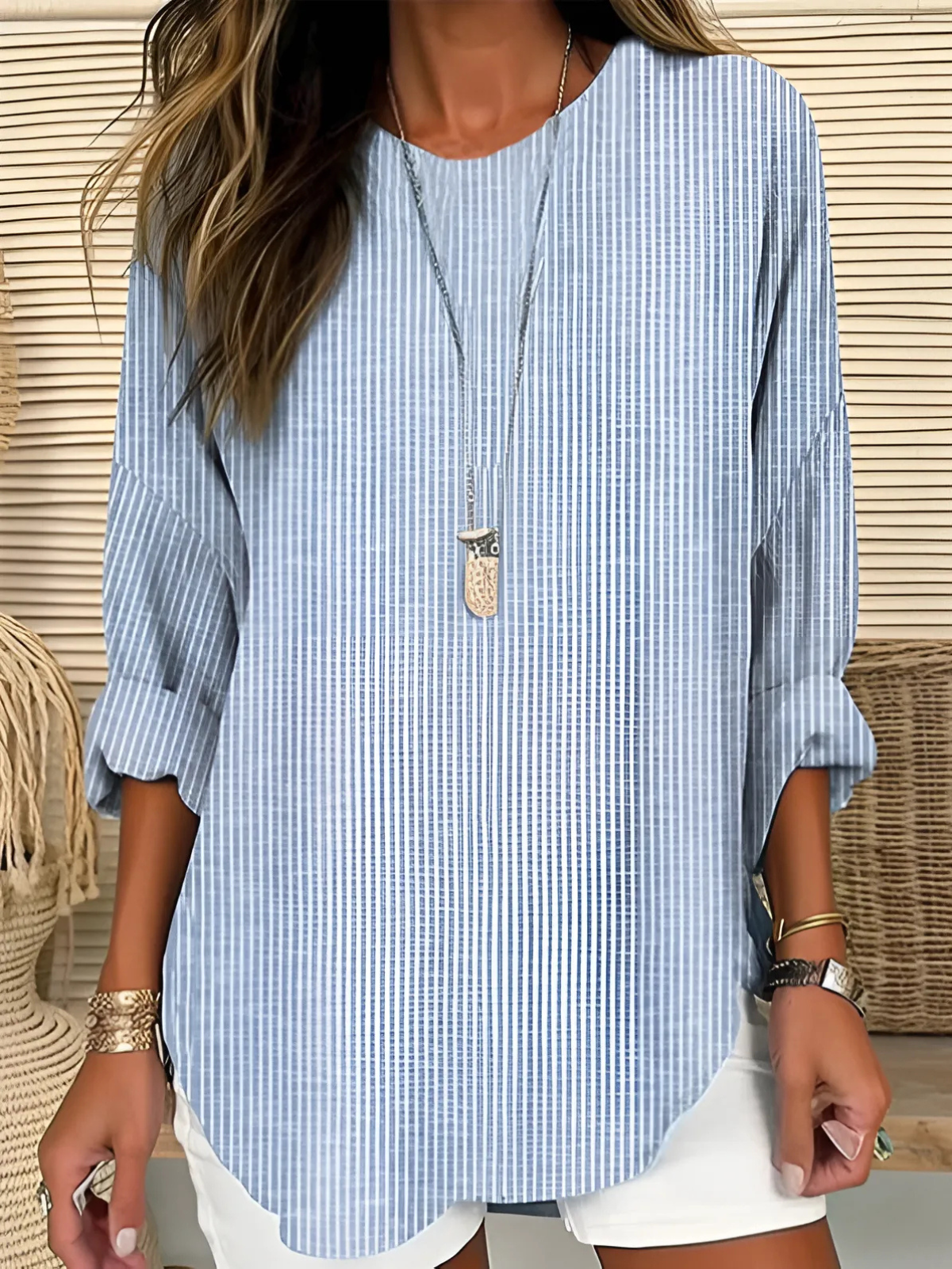 Manon | Striped Draped Blouse