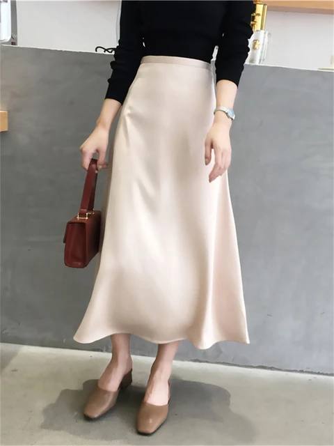 Ottoline | A-Line Satin Midi Skirt