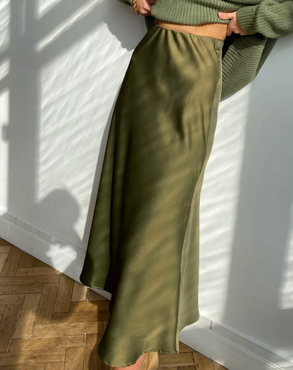Ottoline | A-Line Satin Midi Skirt