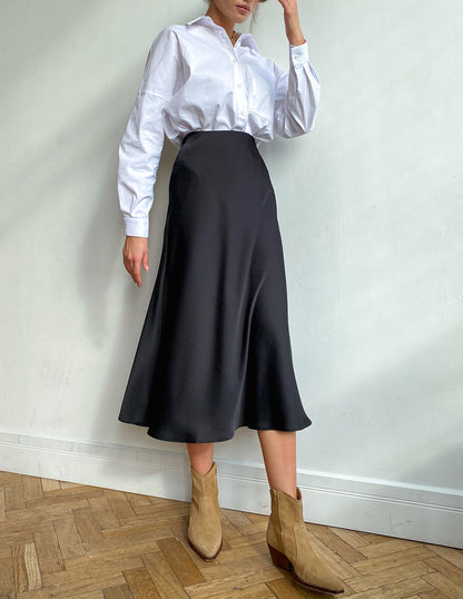 Ottoline | A-Line Satin Midi Skirt