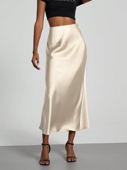 Ottoline | A-Line Satin Midi Skirt