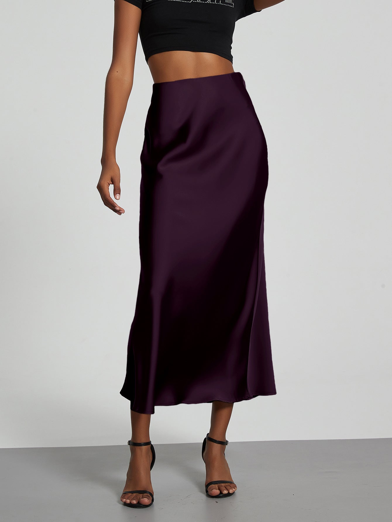 Ottoline | A-Line Satin Midi Skirt