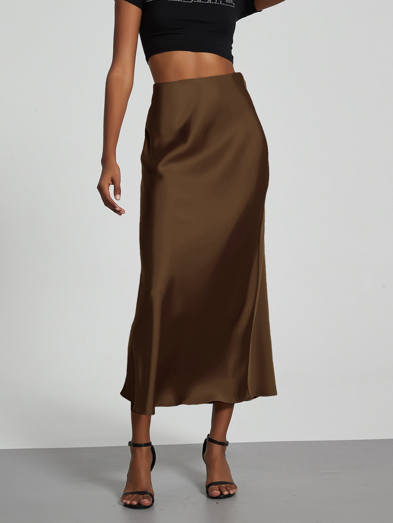 Ottoline | A-Line Satin Midi Skirt