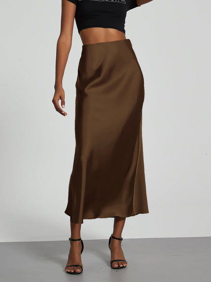 Ottoline | A-Line Satin Midi Skirt