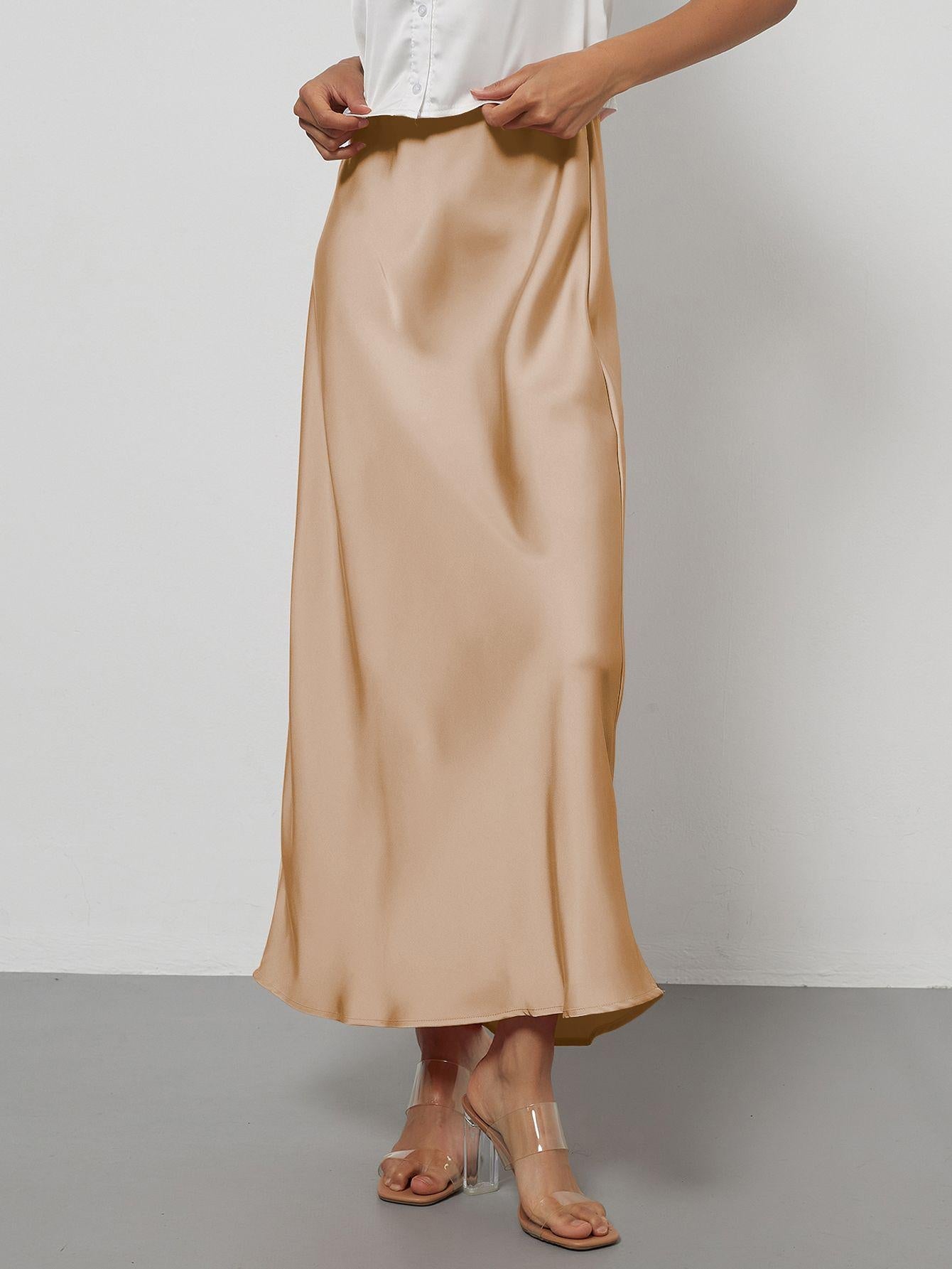 Ottoline | A-Line Satin Midi Skirt