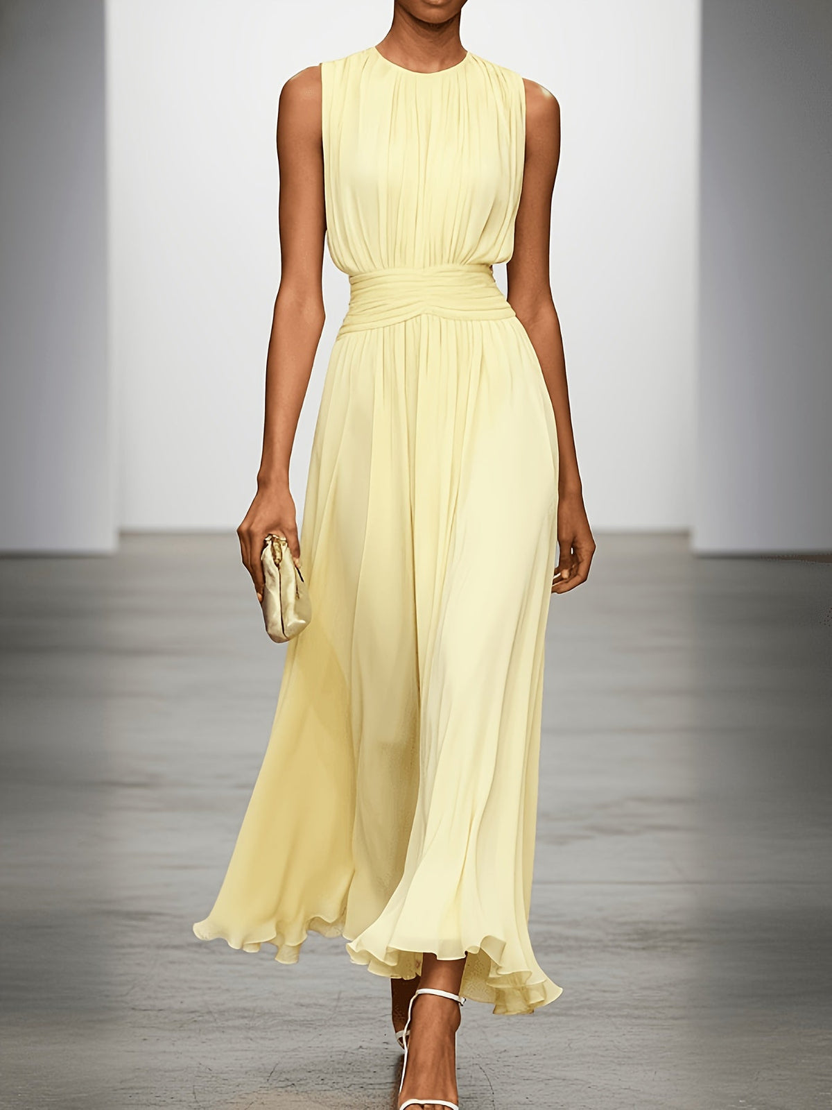 Rosemary | Ruched Waist Pleated Wedding Guest Maxi Dress
