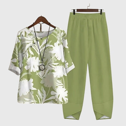 Mariella | Printed Top & Tapered Pants Set