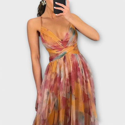 Nova | Printed Mesh Prom Maxi Dress