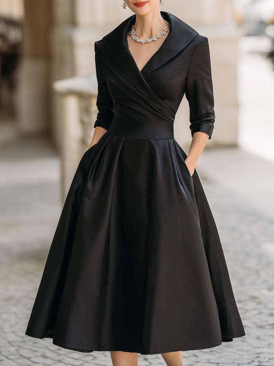 Aureline | Fluid Drape Midi Cocktail Dress