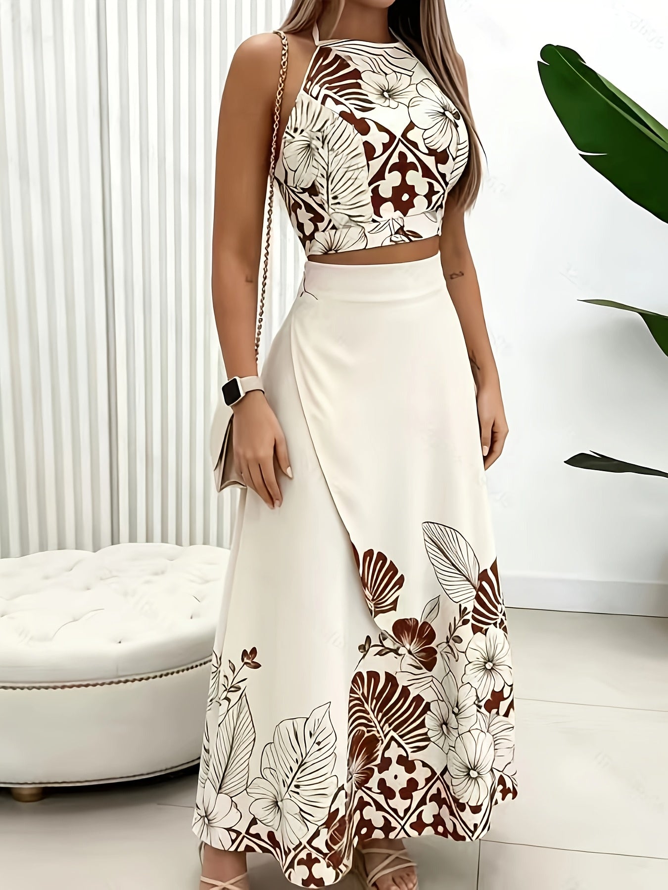 Calla | Botanical Print Halter Skirt Set