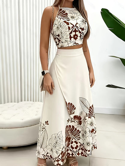 Calla | Botanical Print Halter Skirt Set