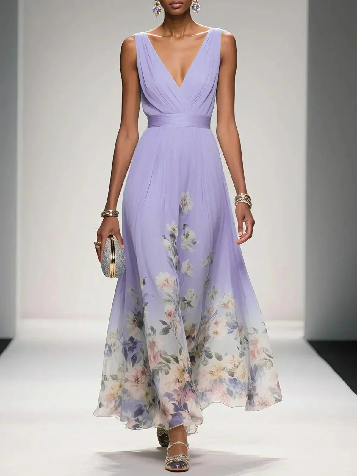 Florentina | Floral V-Neck Wedding Guest Dress