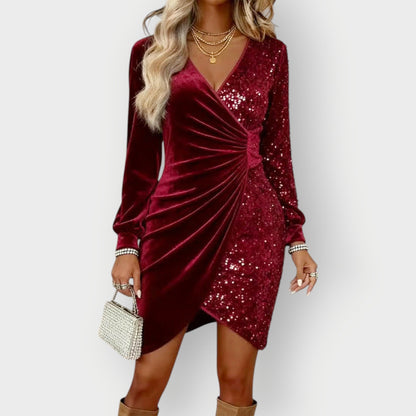 Antoinette | Asymmetric Long-Sleeve Cocktail Dress