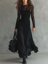 Vesna | Sheer Mesh Ruffled Maxi Gown