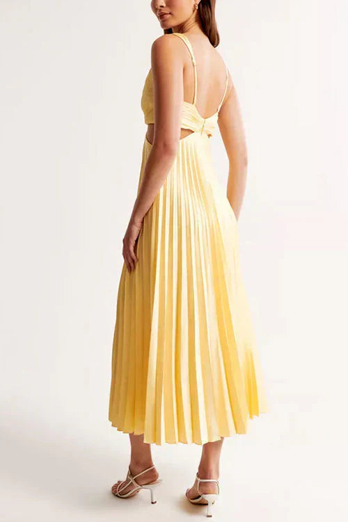 Rosa | Pleated Satin Cut-Out Maxi Dress