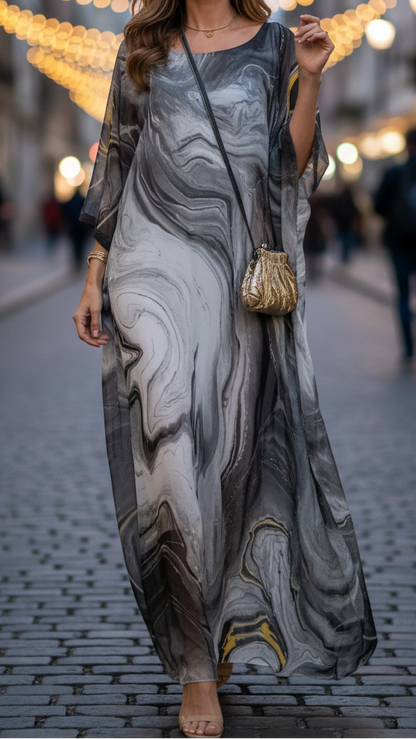 Auralie | Chiffon Kaftan Maxi Dress