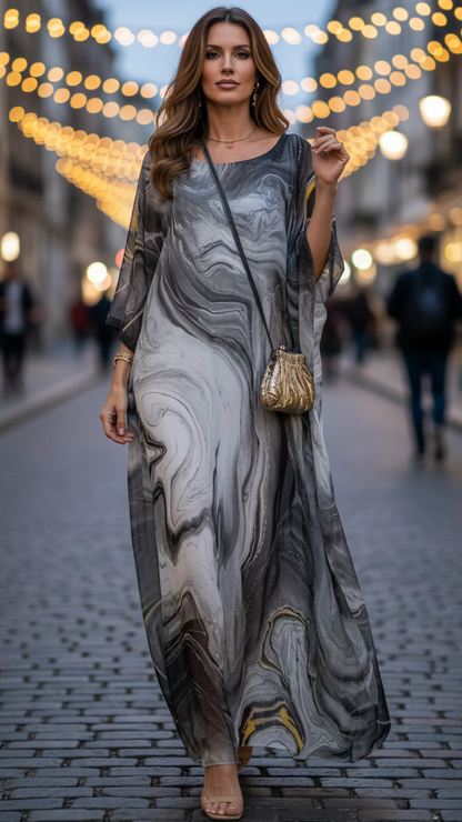 Auralie | Chiffon Kaftan Maxi Dress