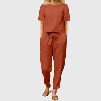 Roselia | Short Sleeve Top & Tie Waist Pants Set