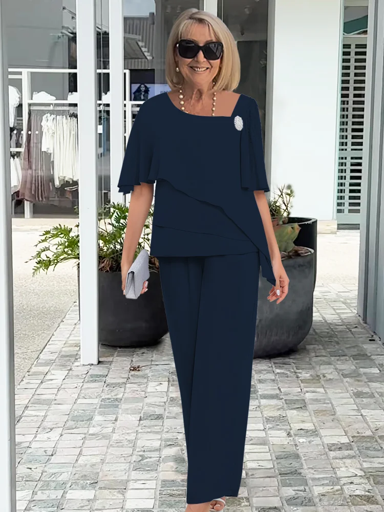 Sylvana | Layered Top & Wide Leg Pants Set