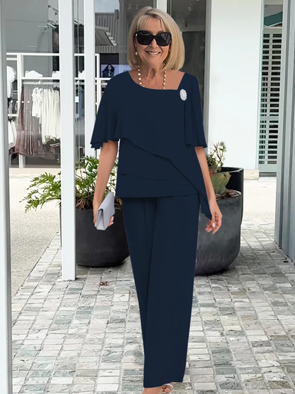 Sylvana | Layered Top & Wide Leg Pants Set