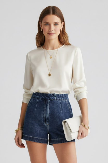 Dara | Rolled Hem High-Waisted Shorts