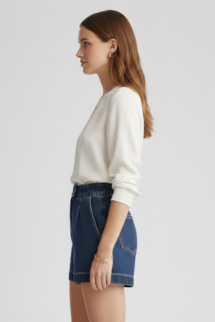 Dara | Rolled Hem High-Waisted Shorts