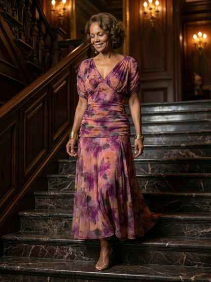 Off-shoulder flowy midi dress, third color variant