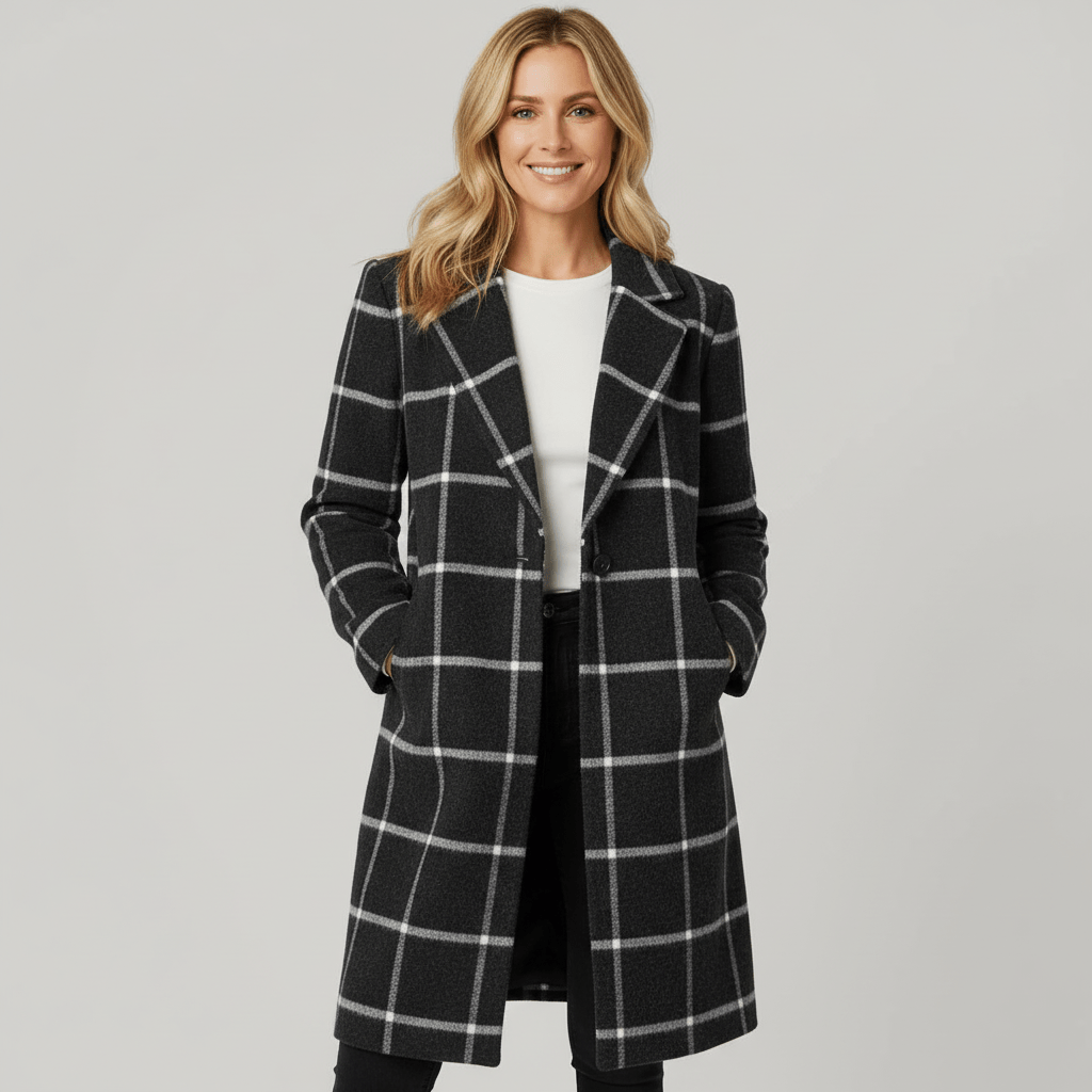Women's Alida plaid trench coat in Green Plaid