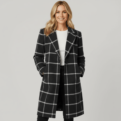 Women's Alida plaid trench coat in Green Plaid