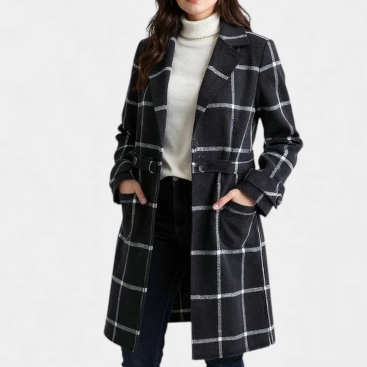 Women's Alida plaid trench coat in Green Plaid