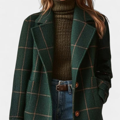 Women's Alida plaid trench coat in Green Plaid
