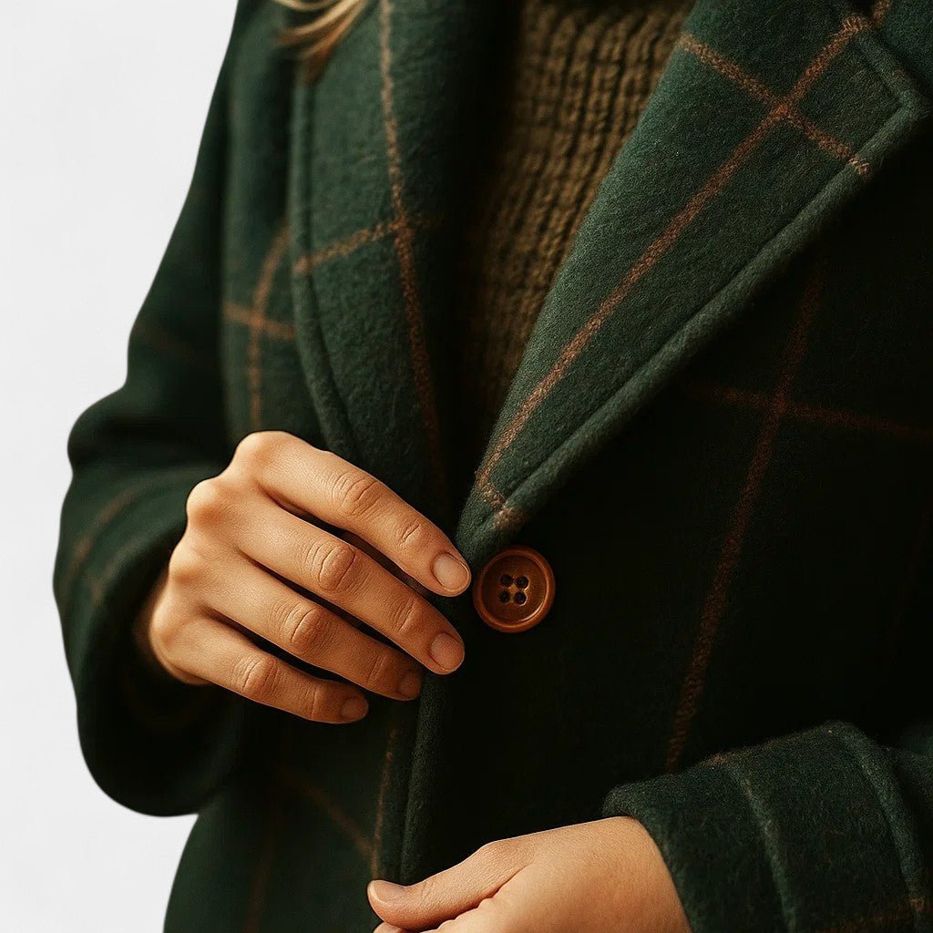 Women's Alida plaid trench coat in Green Plaid