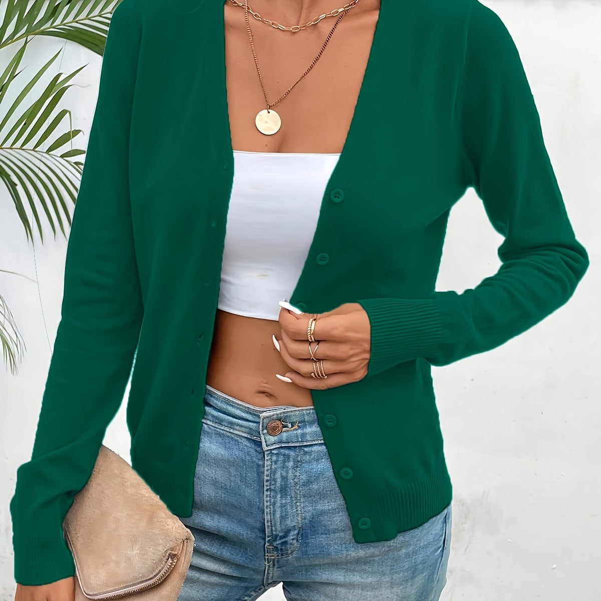 Nore | V-Neck Ribbed Longline Cardigan