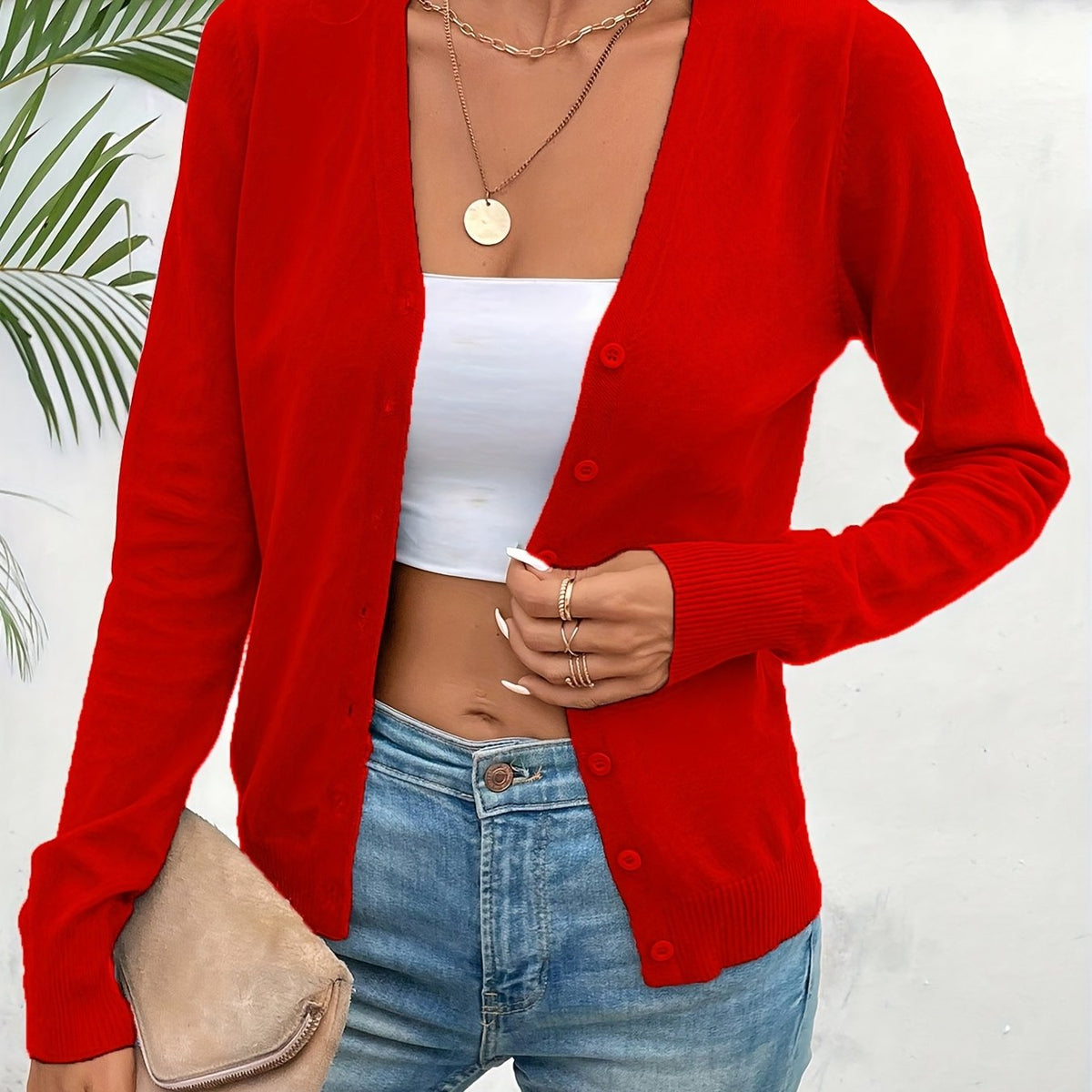 Nore | V-Neck Ribbed Longline Cardigan