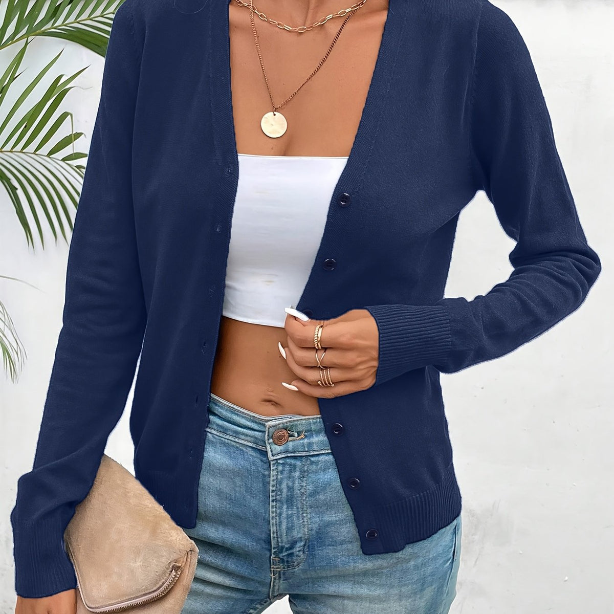 Nore | V-Neck Ribbed Longline Cardigan