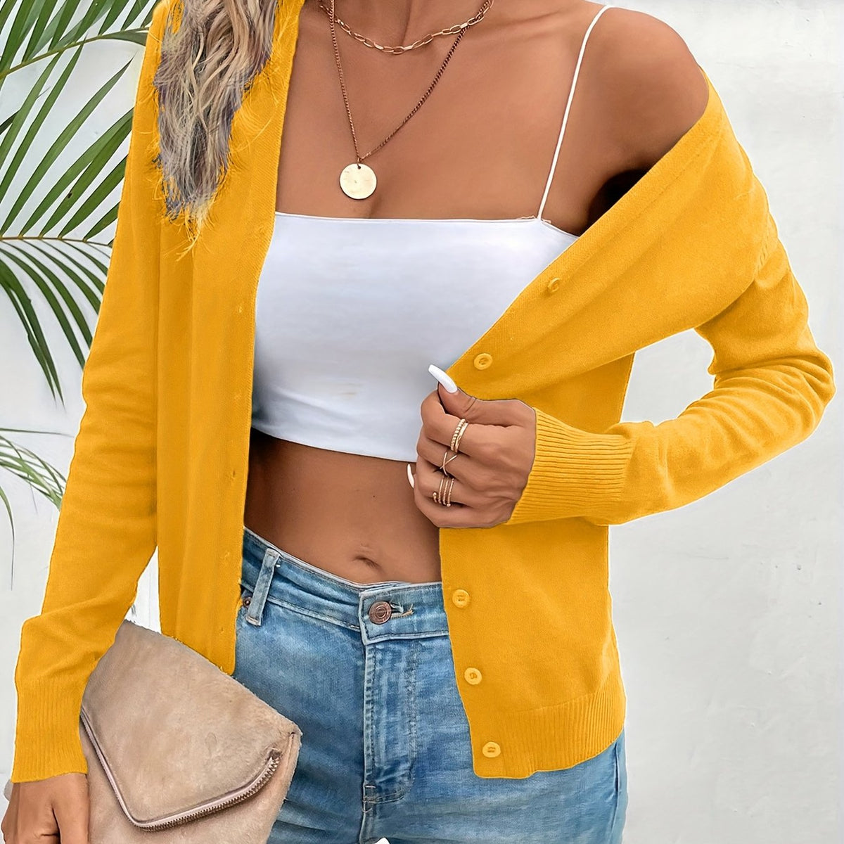 Nore | V-Neck Ribbed Longline Cardigan
