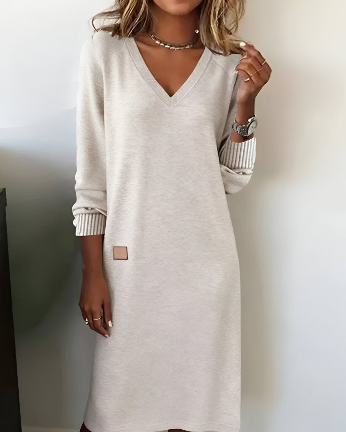Aramis | V-Neck Long Sleeve Midi Sweater Dress