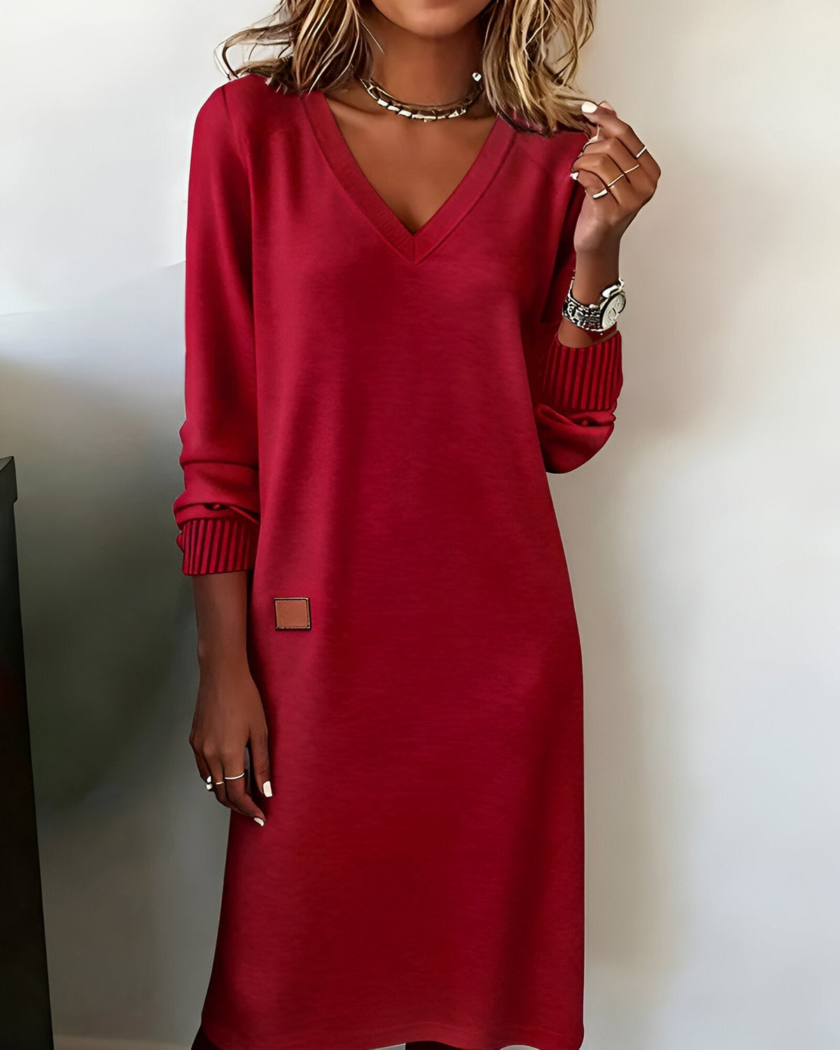 Aramis | V-Neck Long Sleeve Midi Sweater Dress