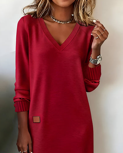 Aramis | V-Neck Long Sleeve Midi Sweater Dress